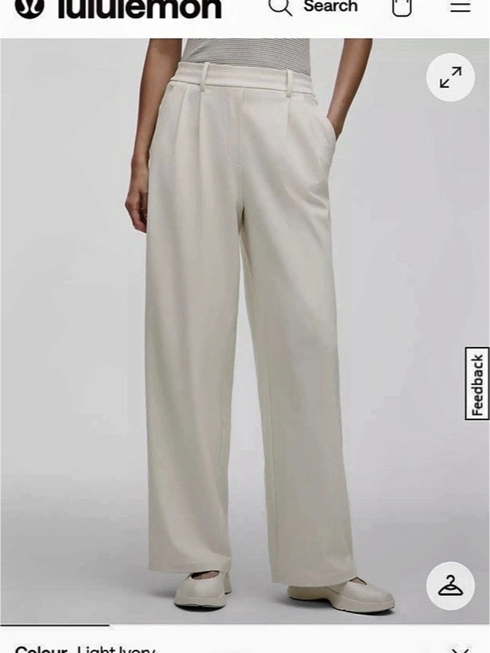 lululemon Daydrift HR Wide-Leg Trouser *Regular light ivory Small